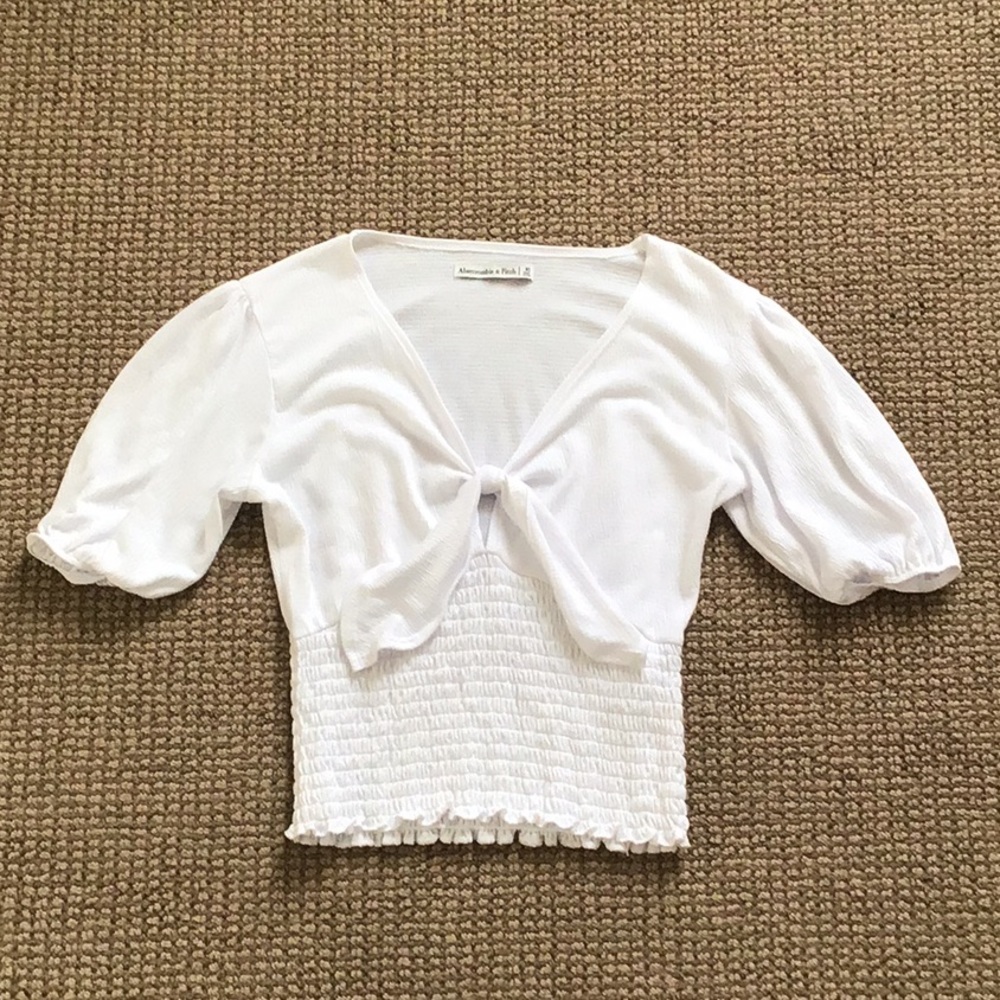 NEW! Abercrombie & Fitch White Ruched Tie Top